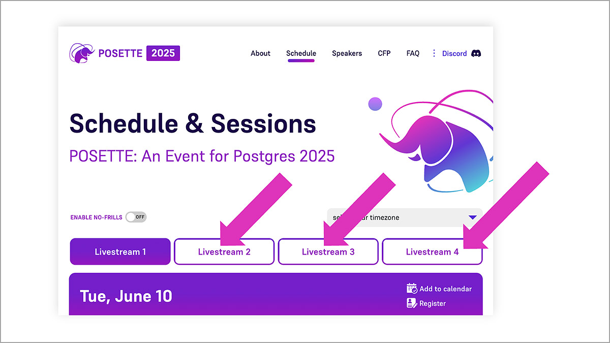 POSETE 2025 schedule page